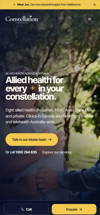 Constellation Therapies, built by Website Development Group