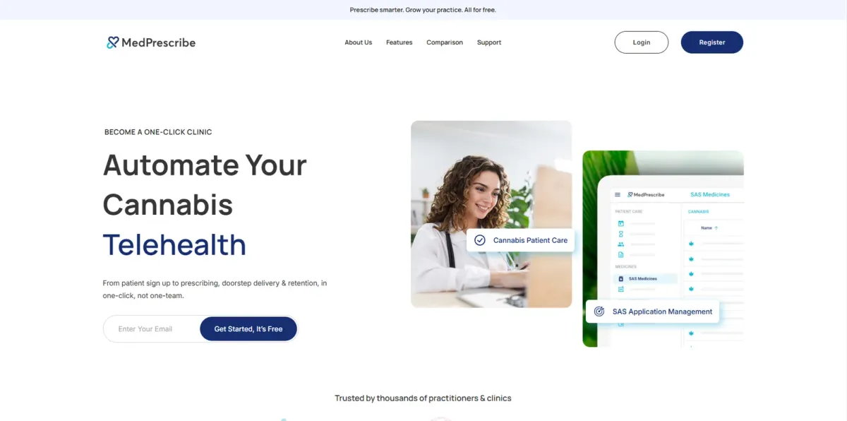 The MedPrescribe website on a desktop screen