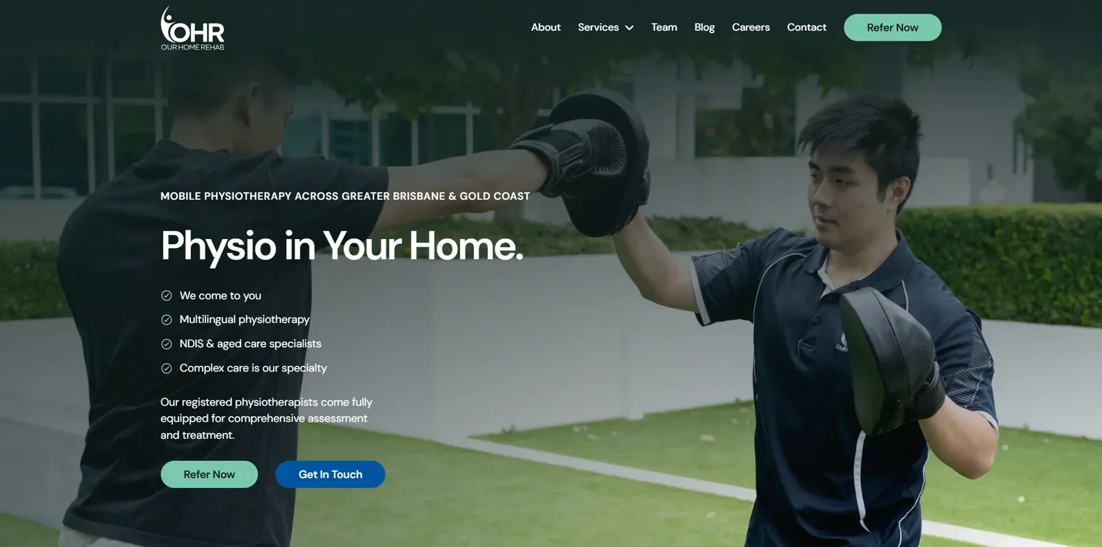 The Our Home Rehab website on a desktop screen